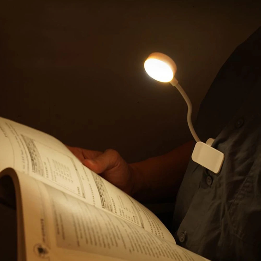 Runtowo LED Clip on Book Light Portable Reading Light Battery Powered 3 Color Eye Protection Stepless Dimmable Mini Desk Lamp