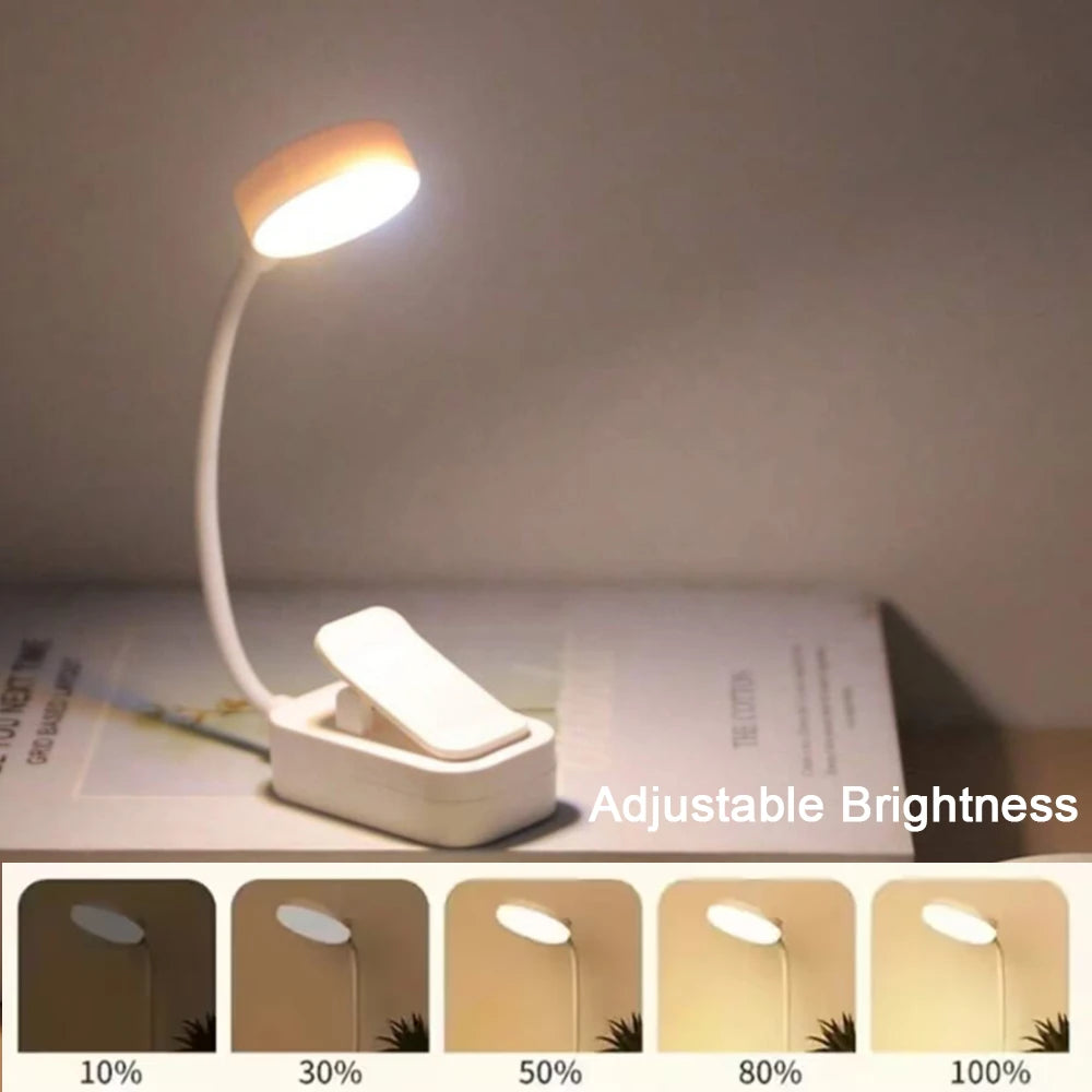 Runtowo LED Clip on Book Light Portable Reading Light Battery Powered 3 Color Eye Protection Stepless Dimmable Mini Desk Lamp