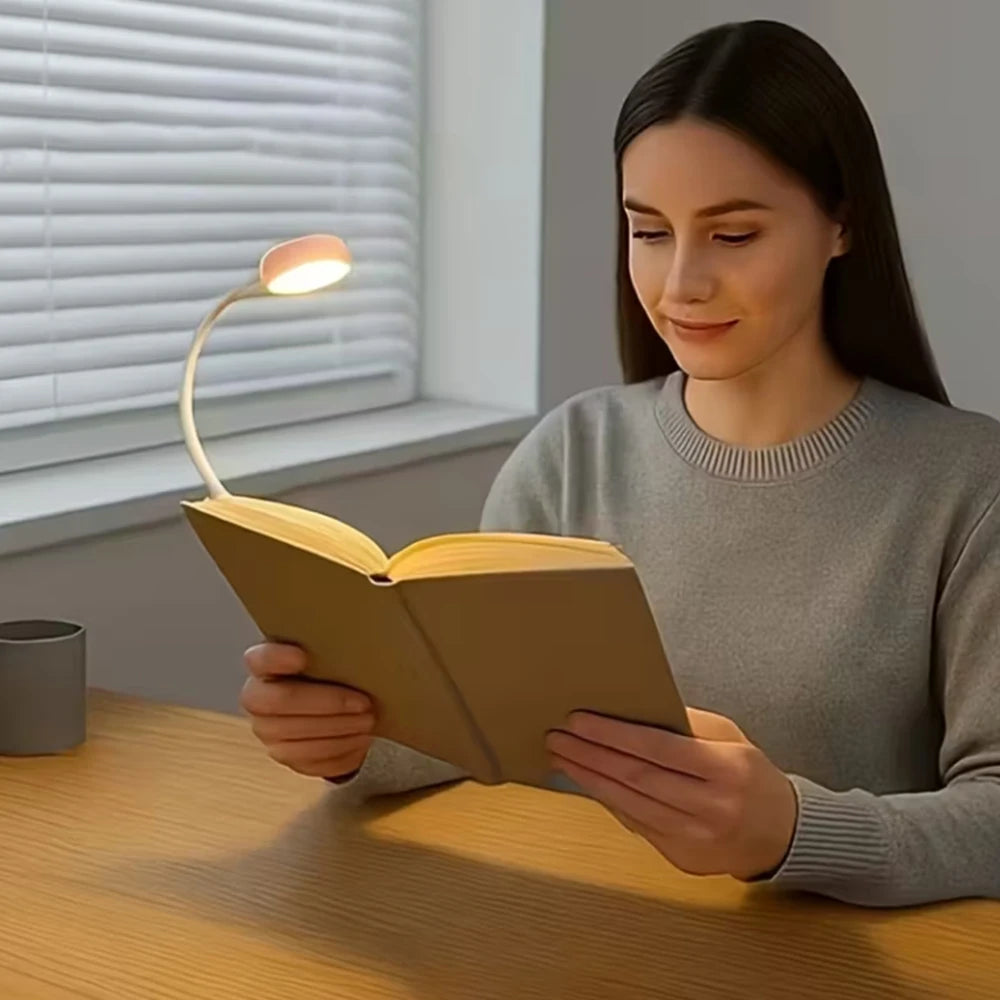 Runtowo LED Clip on Book Light Portable Reading Light Battery Powered 3 Color Eye Protection Stepless Dimmable Mini Desk Lamp